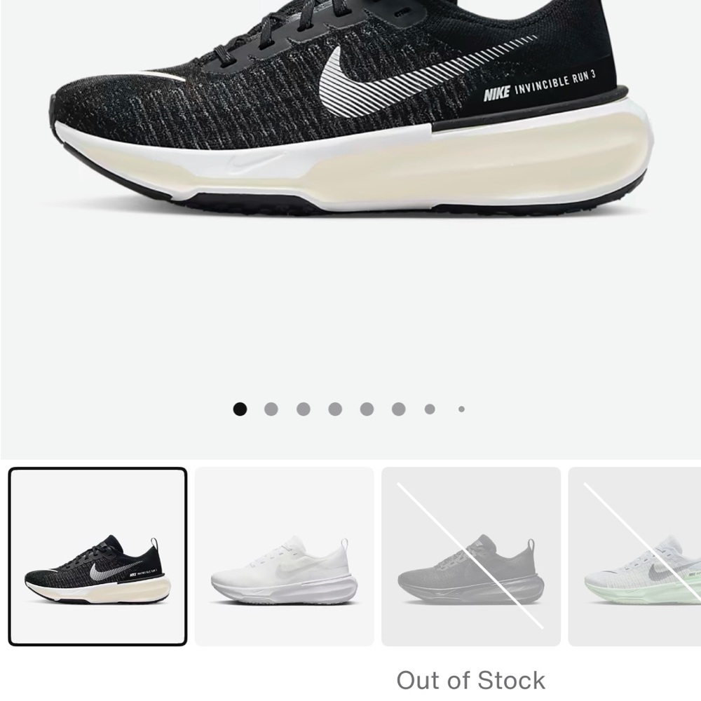 Nike Invincible Run 3 Black and White Shoes